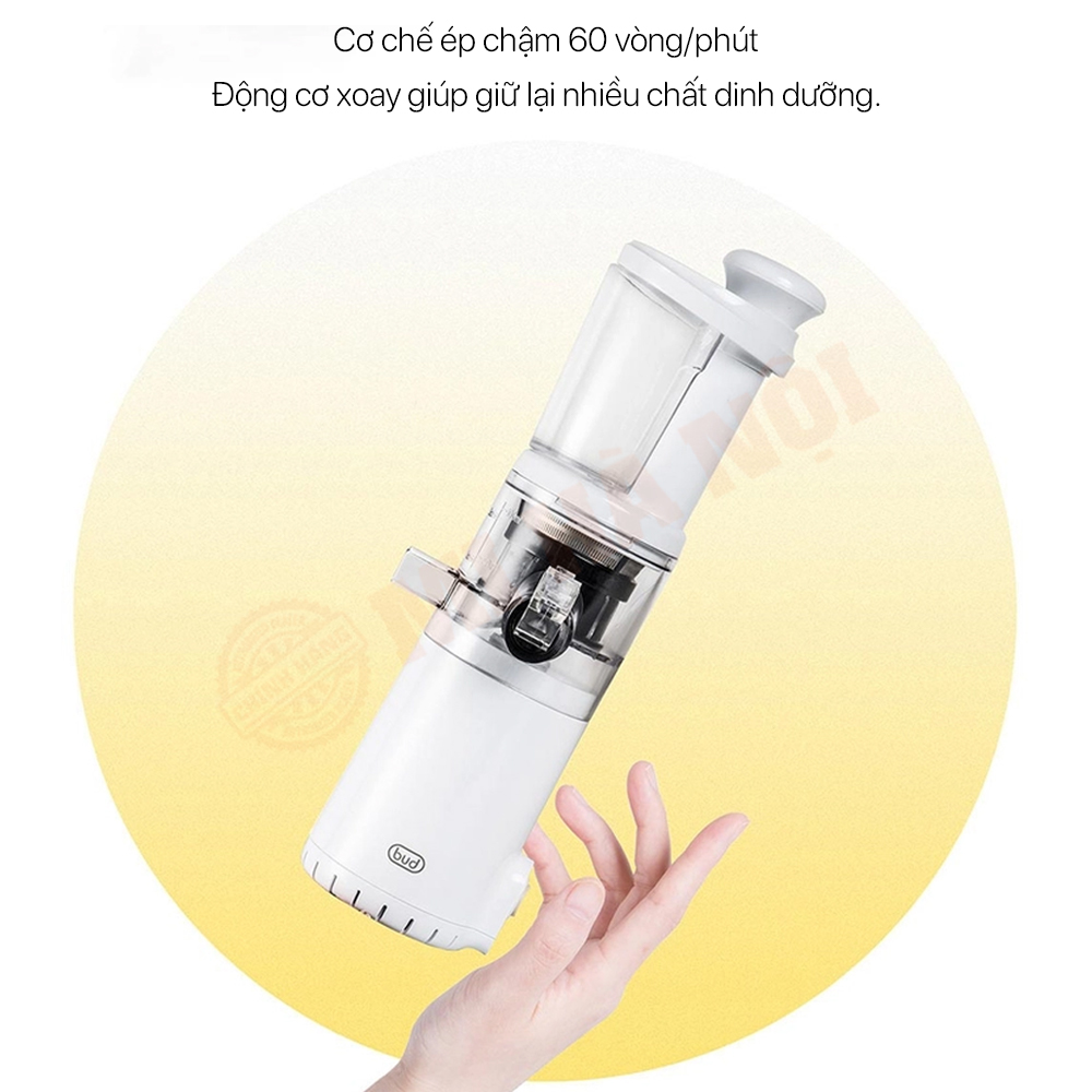 iaomi BUD mini BJ08 có tốc độ làm việc chậm (60 vòng/phút), giúp giữ lại các loại vitamin, chất dinh dưỡng cần thiết
