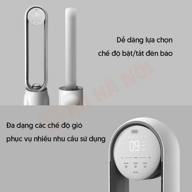 Phía trước quạt là bảng điều khiển hiển thị khá trực quan