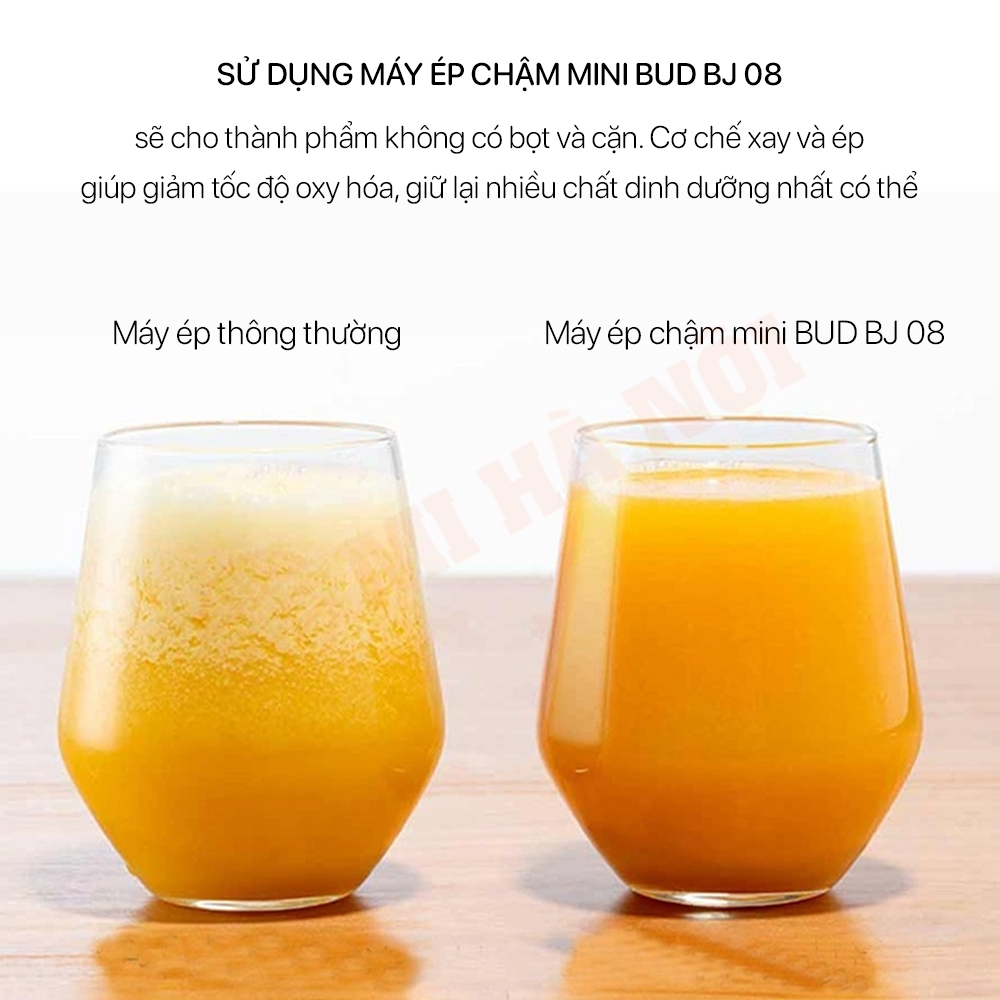 Máy ép chậm Xiaomi BUD BJ-08 trang bị cơ chế tách nước kênh đôi độc đáo