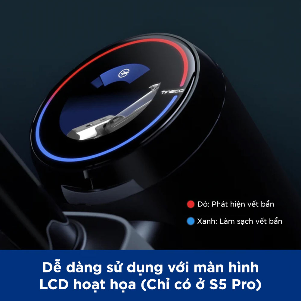 Tineco S5 Pro sẽ có thêm hình ảnh động 3D hiển thị trạng thái làm việc và bề mặt sàn